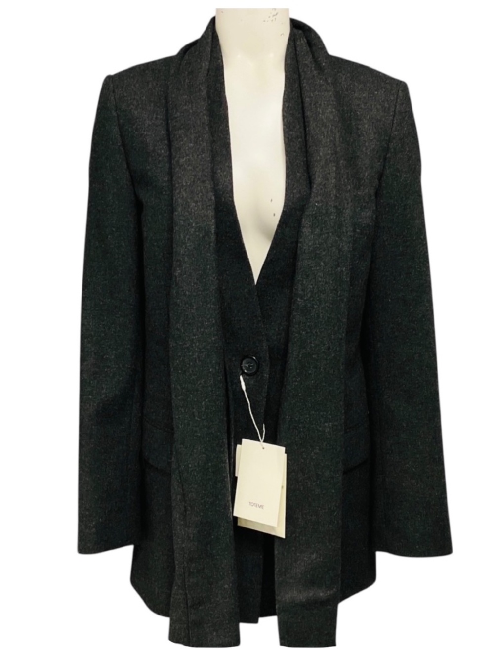 TOTEME CHARCOAL MELANGE SCARF BLAZER JACKET